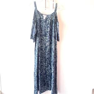 Soft Surroundings PM Tropical Floral Maxi Cold Shoulder Short Sleeve Dress